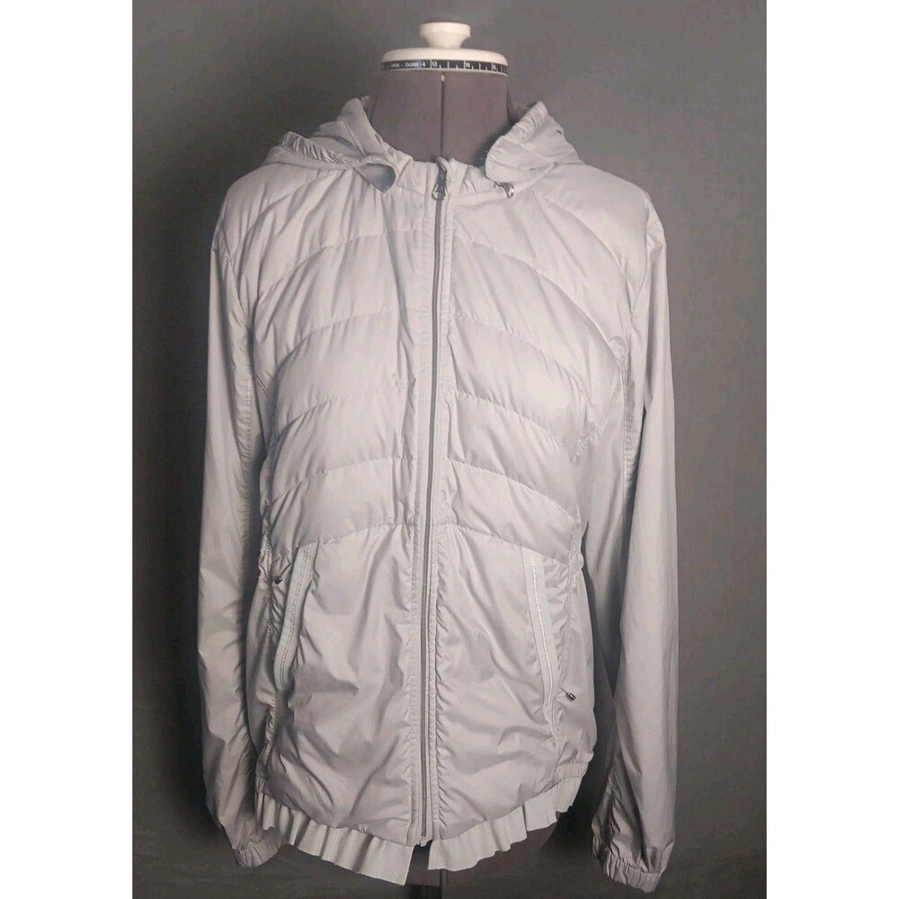 Lululemon Spring Fling Puffy Windbreaker  Silver Goose Down Jacket sz 12-EUC